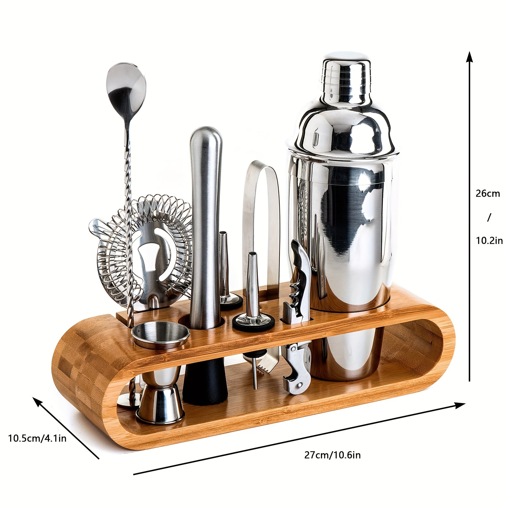 Kit de mixología para bartender: Juego de 10 herramientas para bar con elegante soporte de bambú, ideal para preparar cócteles en casa y set para martinis, regalo perfecto para casa nueva