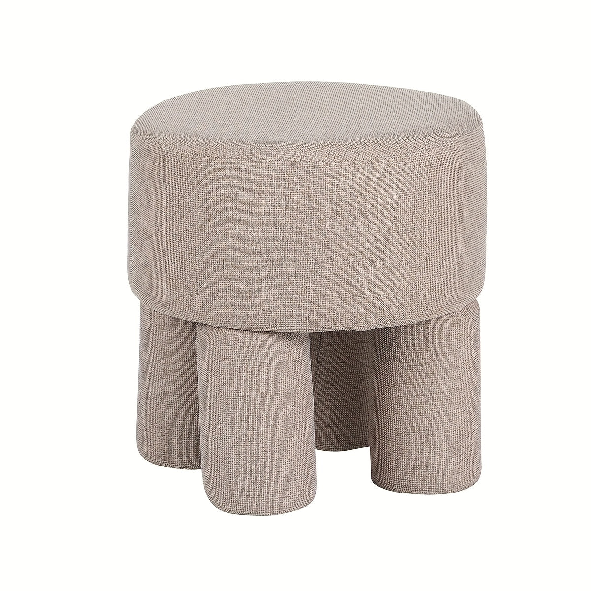 1pc Taburete Redondo con Marco de Madera Maciza y Tapa de Tela - Diseño Minimalista Contemporáneo, Asiento Acolchado Suave, Multiusos para Sala, Dormitorio, Entrada o Mesa de Café - Disponible en Rosa y Marrón