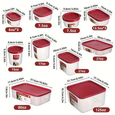 Juego de 14 Recipientes para Alimentos con Tapas a Presión, Cajas Bento, Ideales para Comida, Preparación de Comidas y Sobras, Organización de Cocina y Nevera, Contenedores BPA-Free para el Hogar y Vuelta al Colegio