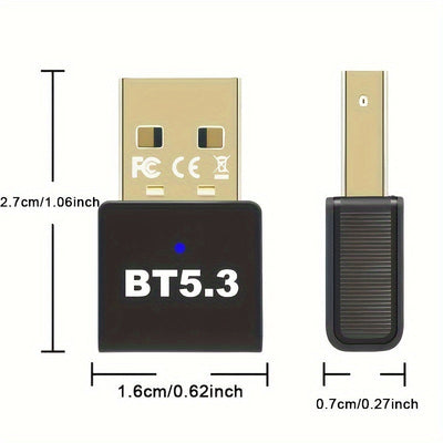 Adaptador inalámbrico USB 5.3 para PC, auriculares, teclado, ratón, altavoces - Plug and Play, compatible con Windows 11/10/8.1, compatible con versiones anteriores de 5.2/5.1/5.0/4.2/4.1/4.0, admite 7 dispositivos, no requiere batería.