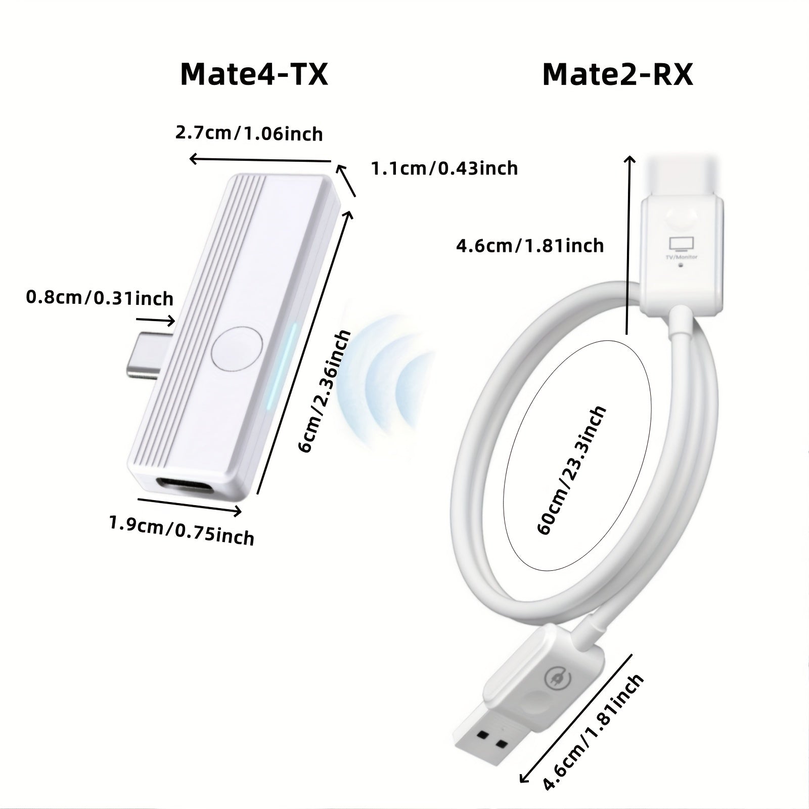 Adaptador sin varillas de Pantalla 1080P HD Tipo-C para Teléfono - Rango Amplio de 50m/165ft, Espejo Punto a Punto para Laptop/Cámara/Teléfono a Monitor/TV/Proyector, Compatible con PS5, Xbox, Switch, Steam Deck y Más Dispositivos HDTV