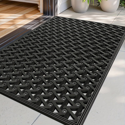 1pc Felpudo DAJIANG para Exterior con Patrón Geométrico, Base Antideslizante y Material TPE Resistente - Alfombra de Bienvenida Lavable de Perfil Bajo para Patio, Entrada o Puerta Principal (Gris/), Diseño Minimalista Moderno, Durabilidad Industrial, Sue