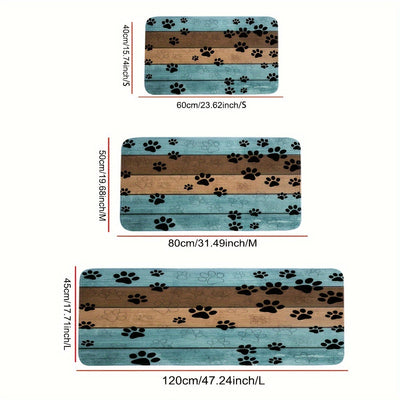 Alfombra de Puerta Suave y Absorbente con Huellas de Perro - Secado Rápido, Lavable a Máquina para Entrada, Baño, Comedor, Sala de Estar, Oficina - Decoración del Hogar