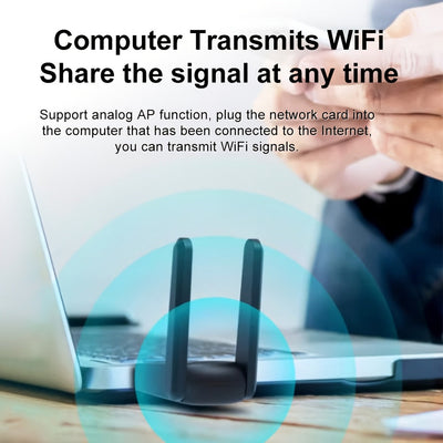 Adaptador de red inalámbrico WiFi 6, adaptador de red inalámbrico USB 1300Mbps con antena dual banda de alta ganancia incorporada, compatible con 5G/2.4G, viene con controladores y es compatible con Windows 10/11/8.1/7, habilita la función de Wi-Fi y pun