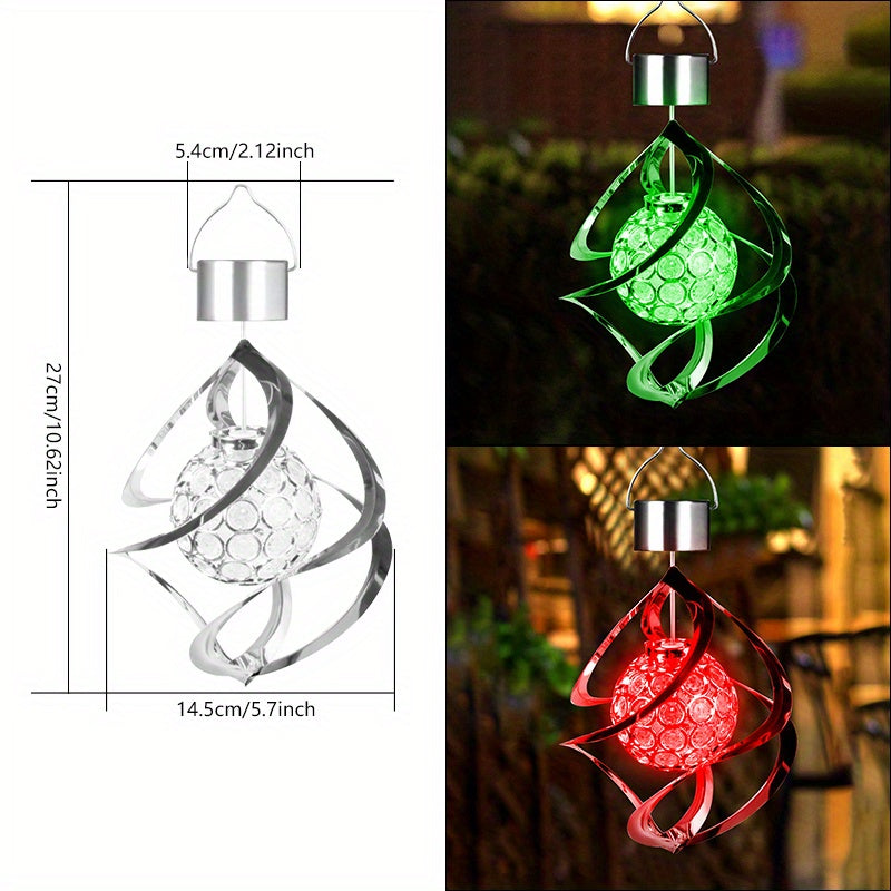 1 unidad] Luz colgante LED solar para exteriores con carillón plateado y luz decorativa de 7 colores, con degradado RGB