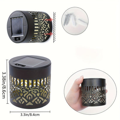 2 luces de pared huecas alimentadas por energía solar - Diseño de girasol y mandala, luces decorativas de jardín al aire libre de montaje semienterrado con sensor de luz, fijo de metal recargable para patio, jardín o porche, decoraciones solares al aire