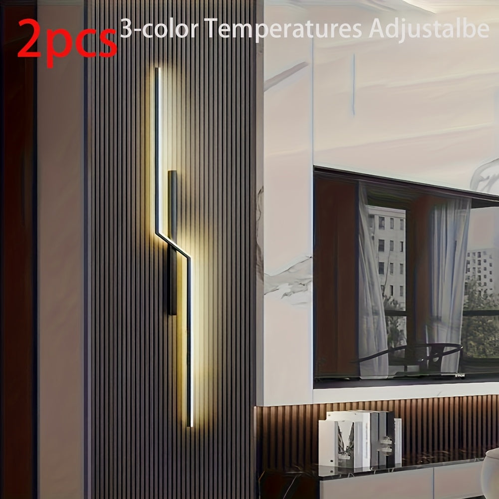 2 piezas, Lámpara de Pared para Dormitorio, Luces Lineales de Tira, Apliques de Pared LED Modernos Estilo Nórdico Minimalista para Pasillo, Sala de Estar, Escalera, Isla de Cocina, Luzes de Fondo para TV, Temporizadores de Color Regulables, Decoración de