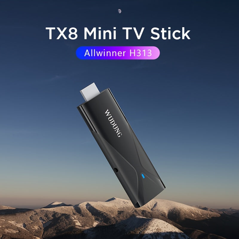 2025 Nuevo Upgrade WUDUNG TX8 Negro Original Mini TV Stick de Red Inteligente Caja de Encuentro Android 10 WIFI Inalámbrico 5.0 Procesador Quad-Core Allwinner H313 Soporta 4K Ultra HD Soporta DLNA Miracast TV Stick Dispositivo de Red Streaming Media Play