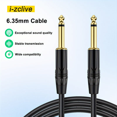 Cable de Audio i-Zclive de 6.5mm, Mono de Doble Núcleo y Doble Blindaje, Conectores Chapados en Oro, Carcasa de Aleación de Zinc - Ideal para Computadoras, Portátiles, Reproductores de DVD, Amplificadores de Bajo, Guitarras Eléctricas, Altavoces, Mezclad