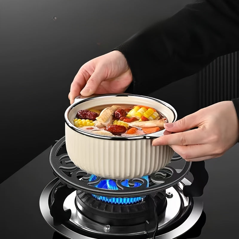 Soporte de Hierro Fundido Negro de Alta Durabilidad para Quemadores - Apto para Estufas de Gas y Sartenes Wok, Diseño de Patrón Decorativo, Accesorio Ideal para Utensilios de Cocina, Estabilidad de Utensilios de Cocina|Soporte para Sartén Wok|Construcció