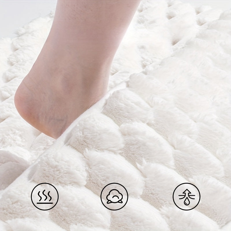 Alfombrilla de baño de espuma viscoelástica, alfombra de baño antideslizante de pelo largo y suave, lavable a máquina, absorbente, para uso en interiores y exteriores, poliéster, varios tamaños disponibles.