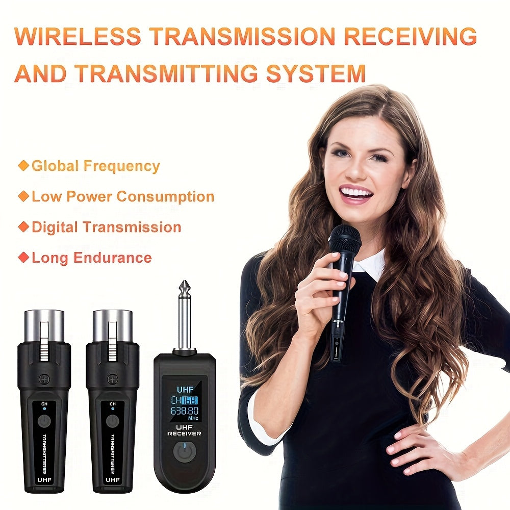 Transmisor y receptor de micrófono sin varillas, transmisión a larga distancia 2.4GHz, recargable por USB, construcción en resina, color , sistema de micrófonos inalámbricos, adaptador de micrófono recargable, compatible con mezcladores de audio, micrófo