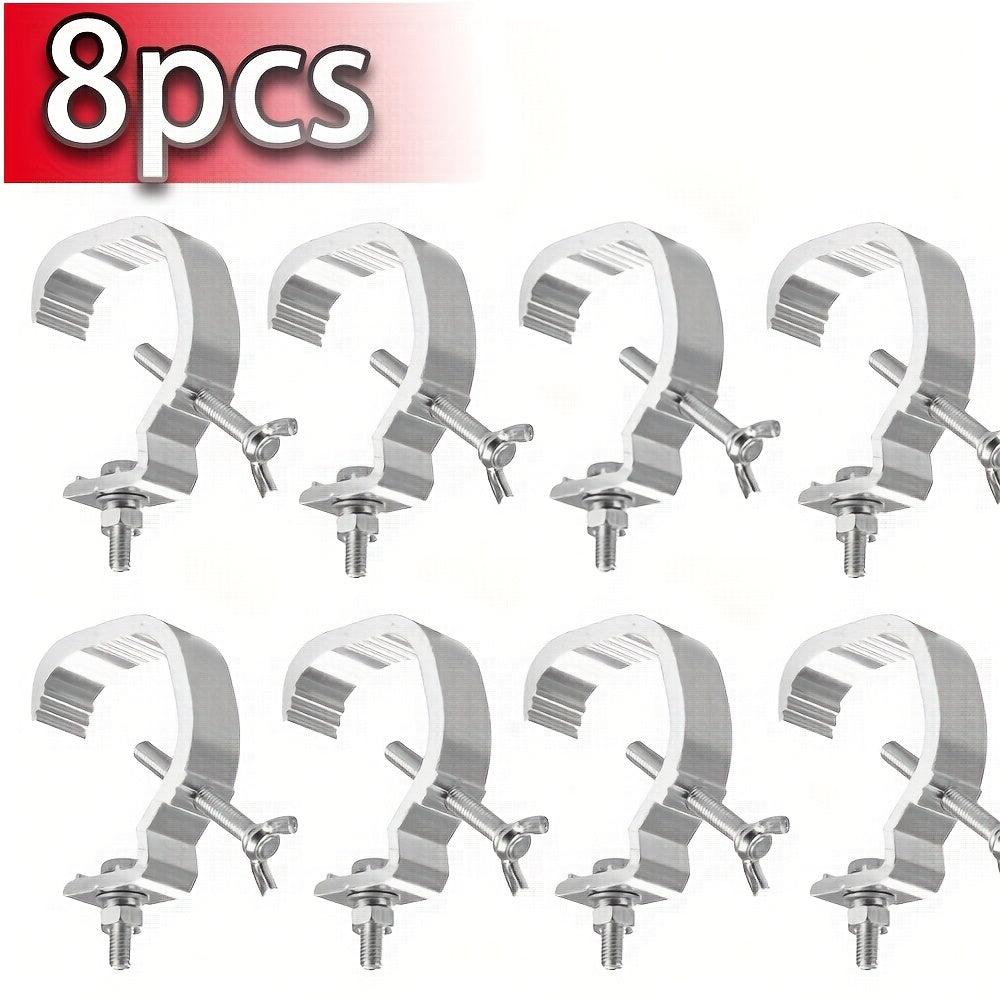 8 piezas de GOTSTAGE, ganchos de luz ajustables de aluminio, soporte de luz portátil duradero con un solo abrochar para 30-52 tubos, luces de cuentas y cordones de 8,8-12 pulgadas, accesorios de iluminación para eventos al aire libre, acabado metálico el