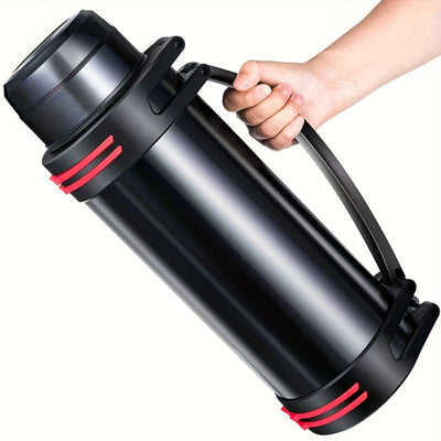 1pc Botella de agua de acero inoxidable de gran capacidad - Portátil, termo reusable para bebidas calientes y frías, solo lavado a mano, jarrón multipropósito para viajes al aire libre