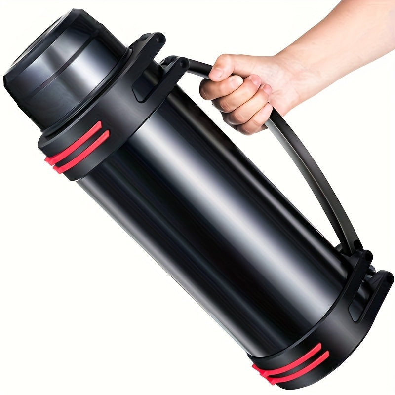 1pc Botella de agua de acero inoxidable de gran capacidad - Portátil, termo reusable para bebidas calientes y frías, solo lavado a mano, jarrón multipropósito para viajes al aire libre