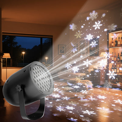 1 lámpara de proyección con copo de nieve en carcasa negra, alimentación USB, luz ambiental, ideal para Navidad, fiestas, Halloween, bodas y decoración interior. Perfecta para eventos, festividades y proyectos de habitaciones