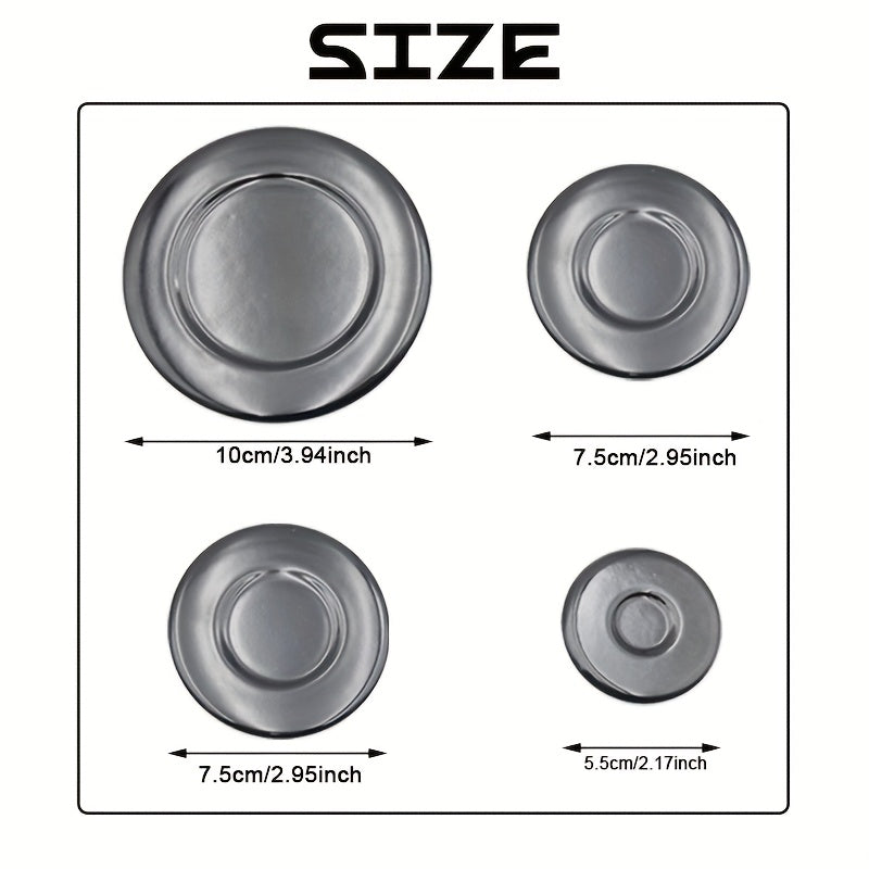 Juego de 4 Tapas para Quemador de Estufa de Gas Sabauf, Accesorios de Tapa de Hierro para Estufas de Carbón y Gas con Superficie Cóncava Brillante Cubierta de Fuego del Horno 10+7.5+7.5+5.5cm
