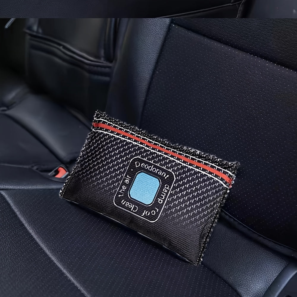 2pcs Bolsas Desecantes de Silicona con Ventana Indicadora de Cambio de Color - Paquetes Deshumidificadores para Coche que Eliminan Olores y Absorben Humedad, Negros con Detalles en Azul y Rojo