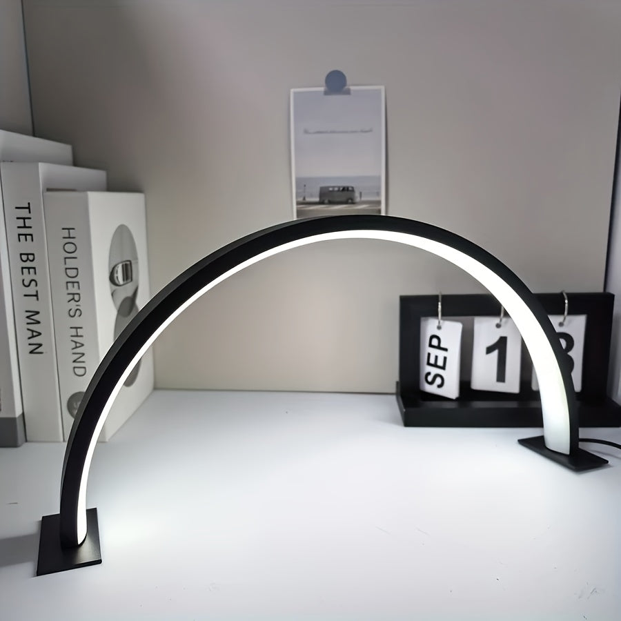 Linterna LED de Media Luna con Brillo y Temperatura de Color Ajustable, Ideal para Manicura, Extensiones de Pestañas y Cuidado de la Piel | Luz de Escritorio Moderna con Control Simple por Botón