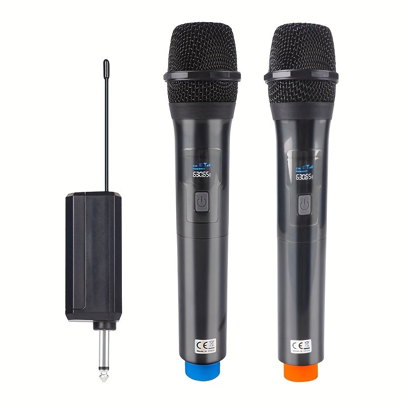 Microfono Inalámbrico NXG de Mano con Reducción de Ruido y Control de Volumen, Modo Doble Profesional UHF para Karaoke, Actuaciones en Iglesias y Reuniones, Alimentado por USB o Batería (2 Canales)