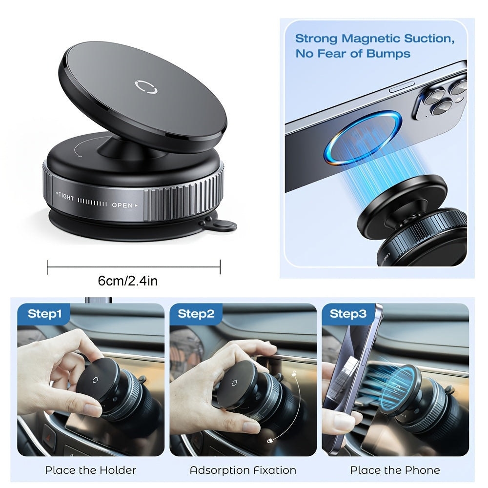 Soporte magnético ajustable para teléfono con ventosa de vacío, compatible con autos/gimnasio/espejo/superficies lisas, manos libres, para todos los smartphones