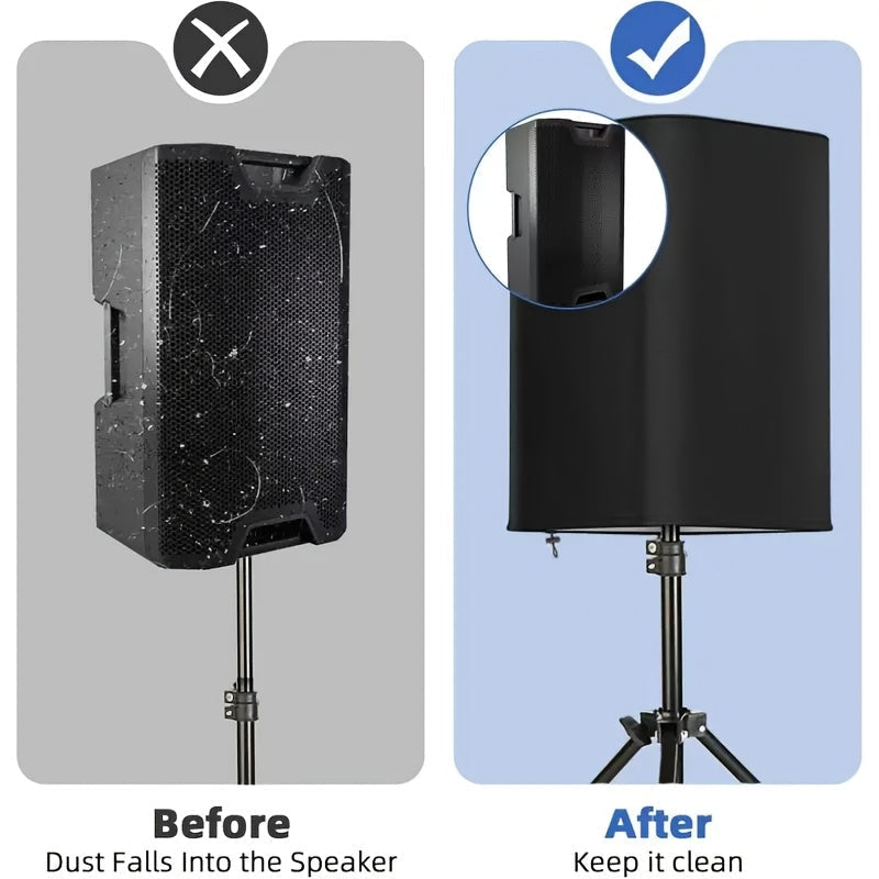 2 piezas de funda impermeable y antipolvo para altavoz - Tela Oxford plateada 210D con fondo ajustable por cordón, (tamaños 10", 12", 15")