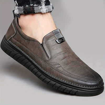 Mocasines Cómodos con Agarre de Goma, Mocasines Cómodos para Hombre con Agarre de Goma Suave: Color Puro, Estilo Casual de Calle, Forros de PU, Suelas de Goma, Plantillas de PU, Puntas Redondas para la Temporada de Primavera/Otoño