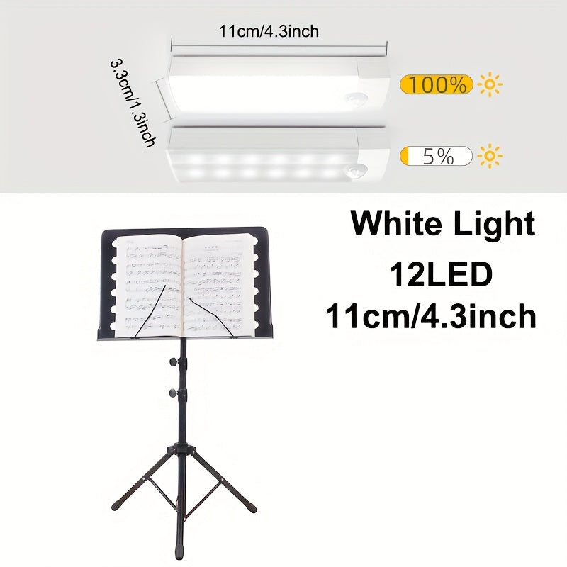 AIWELLKAY Tira de Luz LED Escénica - Doble Color Blanco y Cálido, Iluminación Recargable USB Inalámbrica con Sensor de Movimiento para Instrumentos Musicales, Decoración del Hogar, Barra de Luces para Escenarios, Diseño Elegante, Construcción Duradera, L