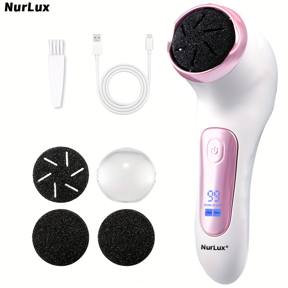 NURLUX WEEME, cortador eléctrico de pies, ajustable a 3 velocidades, con aspiración, pantalla LCD, recargable por USB, portátil para uso en casa y viajes, herramienta de cuidado de pies, diseño elegante, plástico duradero.