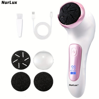 NURLUX WEEME, cortador eléctrico de pies, ajustable a 3 velocidades, con aspiración, pantalla LCD, recargable por USB, portátil para uso en casa y viajes, herramienta de cuidado de pies, diseño elegante, plástico duradero.
