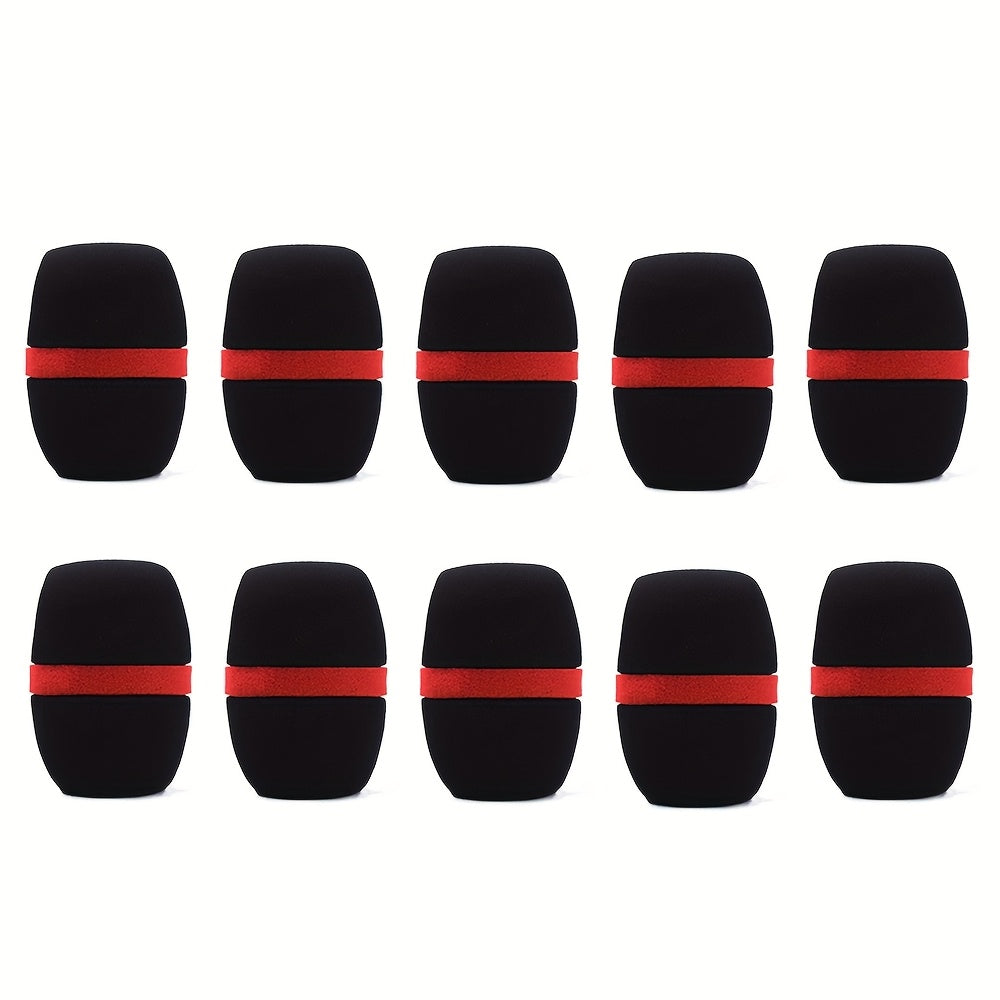 10 piezas de fundas de espuma para micrófono negro con detalles rojos - Protectores de viento para micrófonos portátiles, diseño Eid Al-Adha Mubarak, duraderos y elegantes para actuaciones en vivo y sesiones de grabación, pantalla de viento para micrófon