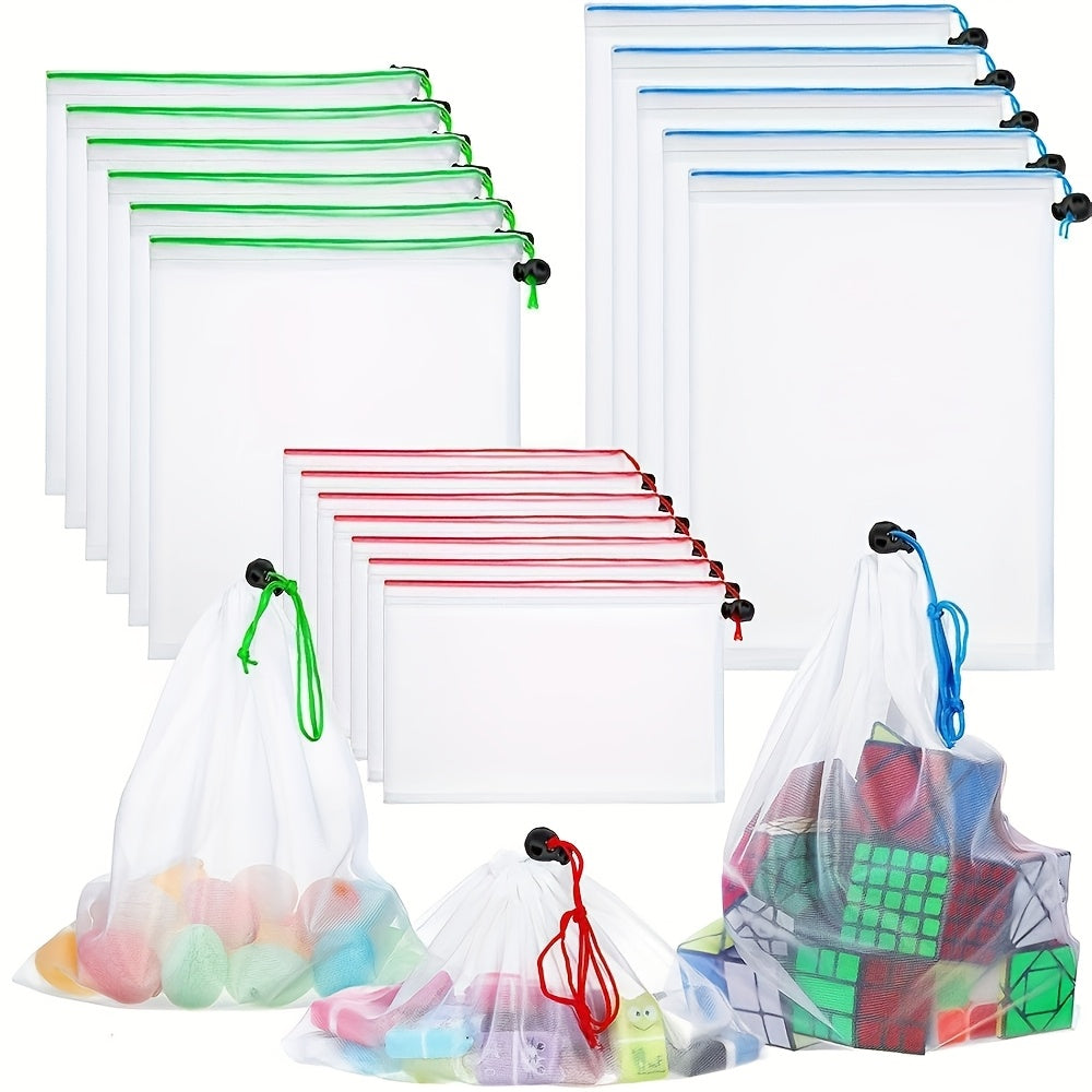 Pack de 2 Bolsas Transparentes con Cordón - Organizador Grande para Juguetes, Bloques de Construcción y Ropa con Cierre de Cremallera para Niños & Organización del Hogar - Duradero y Portátil