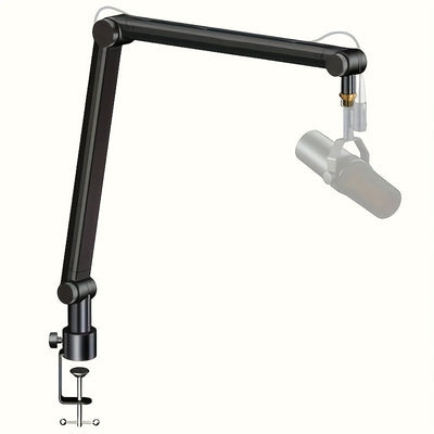 [Gótico] Soporte de micrófono desmontable de alta calidad con gestión de cables - Adaptador de rosca de 5/8" para Blue Snowman Hyper X QuadCast SoloCast AT2020 Shure SM7B MV7, aleación de aluminio, negro