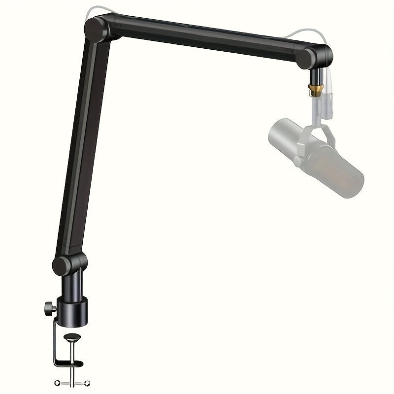 [Gótico] Soporte de micrófono desmontable de alta calidad con gestión de cables - Adaptador de rosca de 5/8" para Blue Snowman Hyper X QuadCast SoloCast AT2020 Shure SM7B MV7, aleación de aluminio, negro