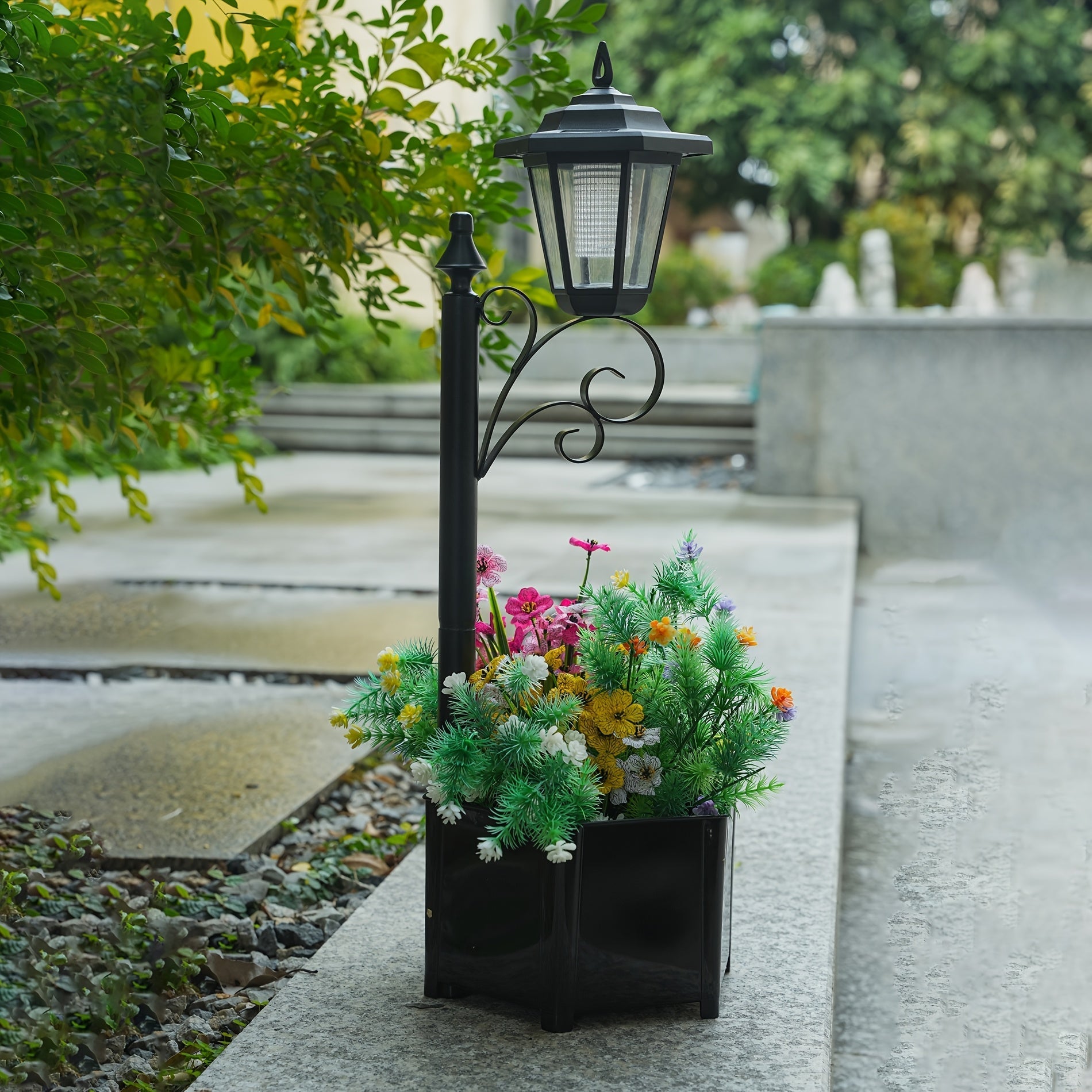 1 pieza de luz de maceta exterior DJGIFI alimentada por energía solar - Estilo tradicional, control de botón, carga solar, diseño de maceta para decoración de jardín y patio, decoraciones solares al aire libre, iluminación de patio, iluminación elegante,