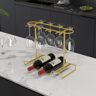 Estante de vino tinto de lujo de alta gama para el hogar Estante de vino de pie alto de vidrio invertido para colgar Armario de almacenamiento de vino