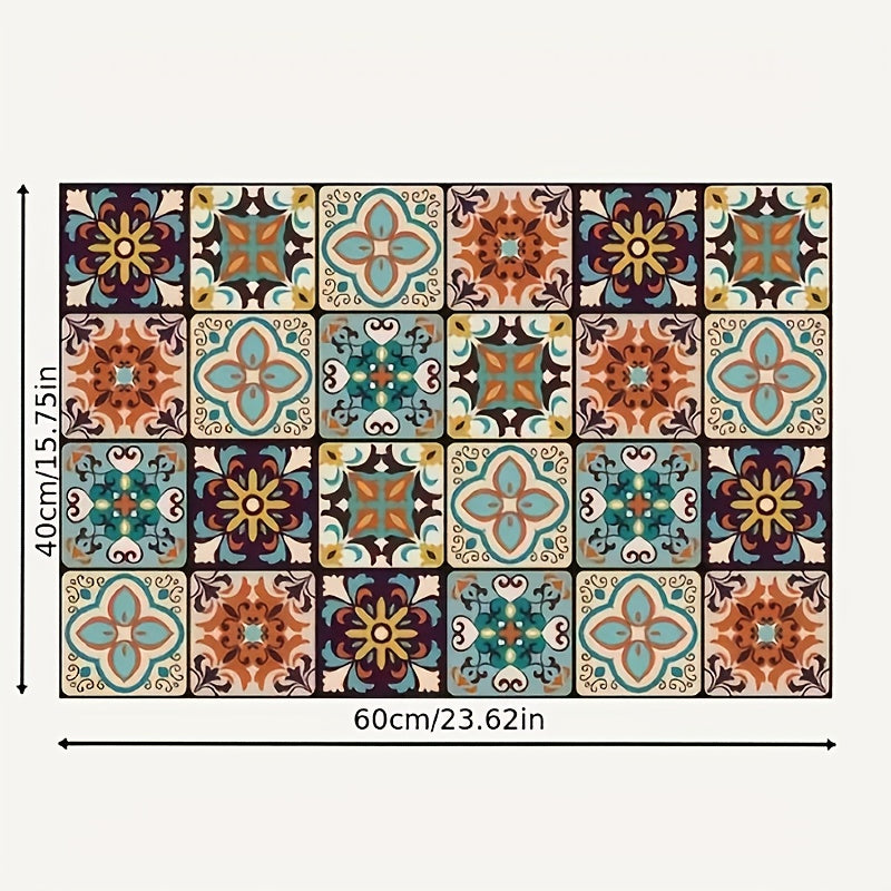 1 pieza de Estilo Bohemio Tapete para Café de Secado Rápido - Antideslizante, Protector de Encimera de Microfibra Absorbente, Especialmente Adecuado para Máquinas de Café y Cafeteras, Patrón Floral Multicolor, Muy Adecuado para Uso en Cocina, Almohadilla
