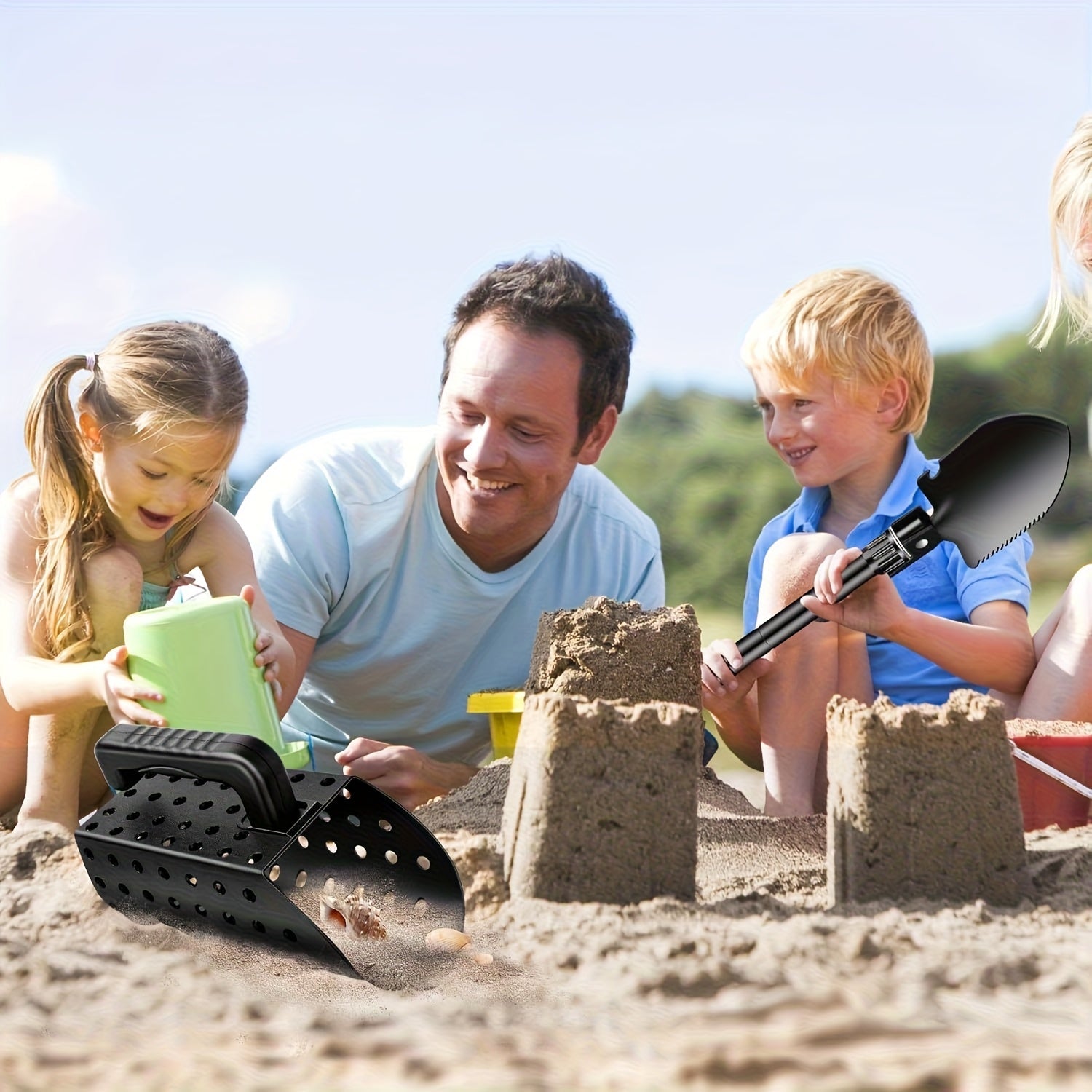 Un juego muy útil para buscar tesoros en la playa: juego de pala y cesta de plástico ABS, adecuado para arena dorada y conchas marinas - herramienta para separar arena al aire libre