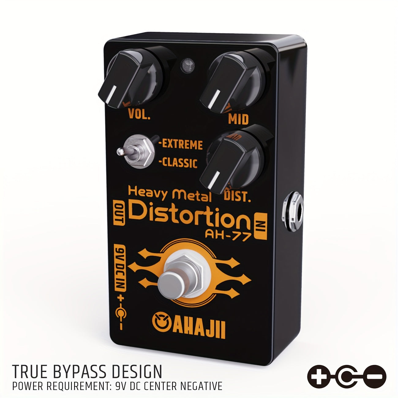 Pedal de efectos para guitarra AHAJII AH-77u, alta ganancia, distorsión, bypass verdadero, selector de 2 vías (Extremo/Clásico), ideal para heavy metal, color negro