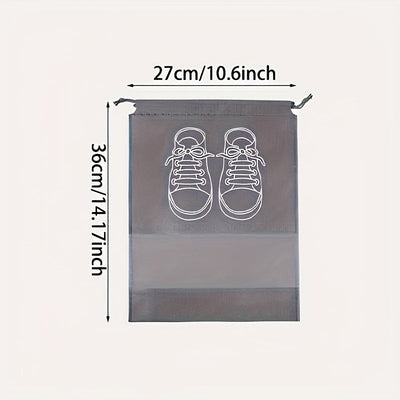 10 Bolsas Organizadoras de Zapatos Grises para Viaje - Ligeras y Transparentes con Cierre de Cordón Blanco, Ideales para Empacar y Guardar Zapatos Ordenadamente, Organizador Colgante para Calzado
