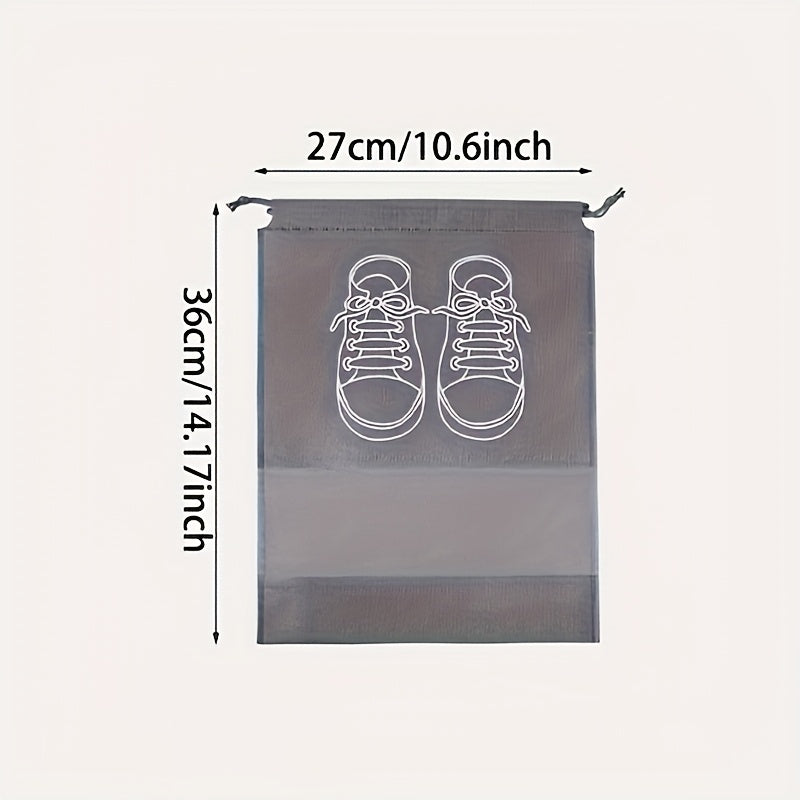 10 Bolsas Organizadoras de Zapatos Grises para Viaje - Ligeras y Transparentes con Cierre de Cordón Blanco, Ideales para Empacar y Guardar Zapatos Ordenadamente, Organizador Colgante para Calzado