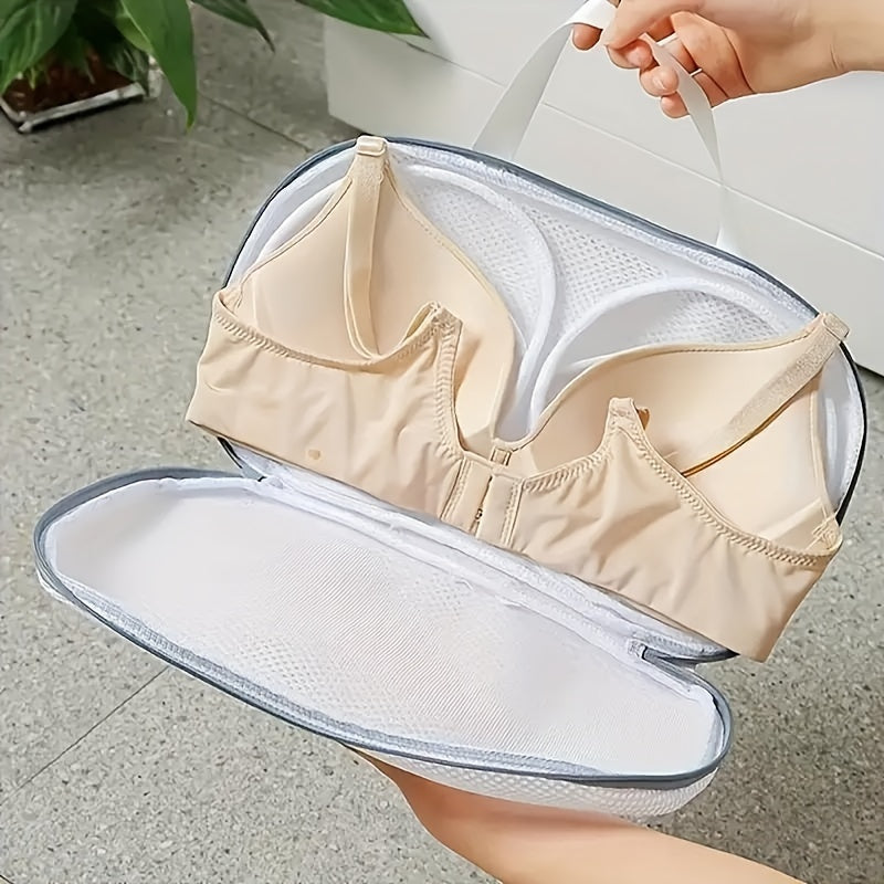 1pc Bolsas de Lavado Blancas para Sujetadores y Ropa Interior - Bolsas de Lavandería con Cierre de Cremallera, Diseño en Malla Evita la Deformación, Apto para Todos los Tamaños y Tipos de Copas, Poliéster Duradero, Accesorio para el Cuidado de Lencería,