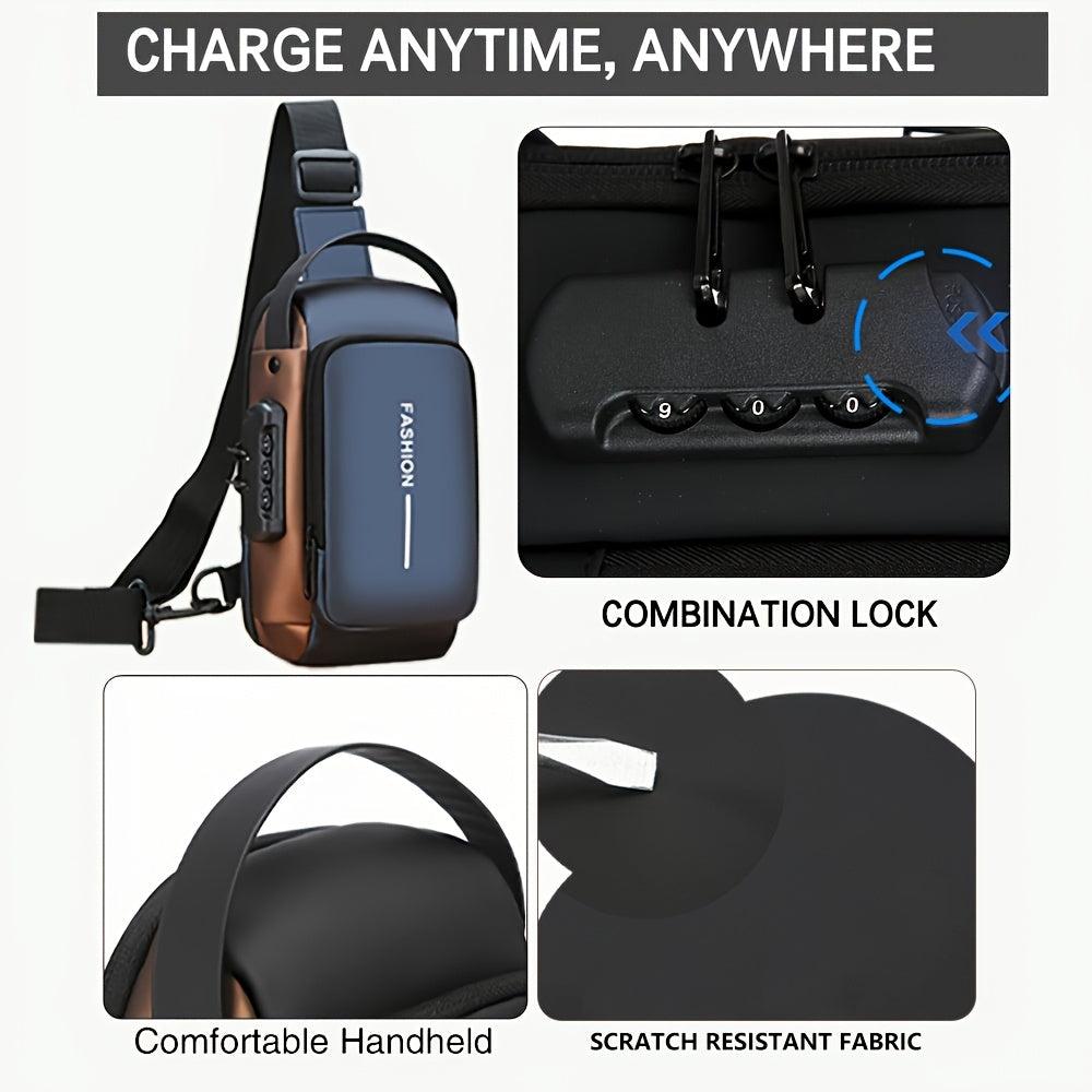 Bandolera Oxford para Hombre - Estilo Motociclista con Bolsillo para Teléfono y Cierre de Cremallera, Ideal para el Día a Día