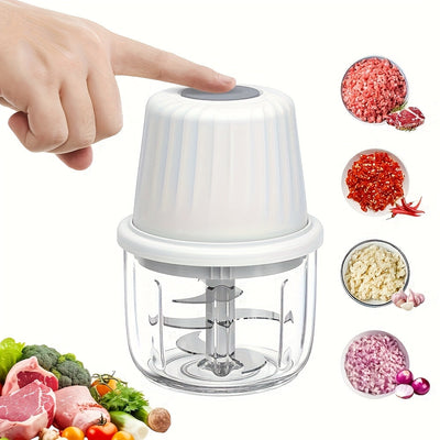 Mini picadora eléctrica de 400 ml y 250 ml con batería recargable por USB, equipada con 6 o 3 cuchillas. Portátil para picar ajo, verduras, frutas y carne. Ideal para picar cebolla, chile, col, jengibre, zanahorias, etc.