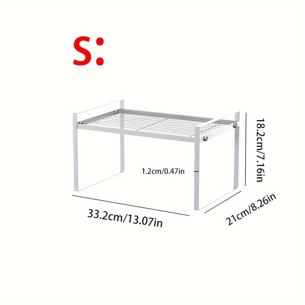 Estante de almacenamiento de cocina de metal contemporáneo de 1 pieza, organizador de estante de doble nivel para armario y mostrador, isla de almacenamiento abierta versátil para especias, utensilios, microondas - Uso sin electricidad, sin materiales de