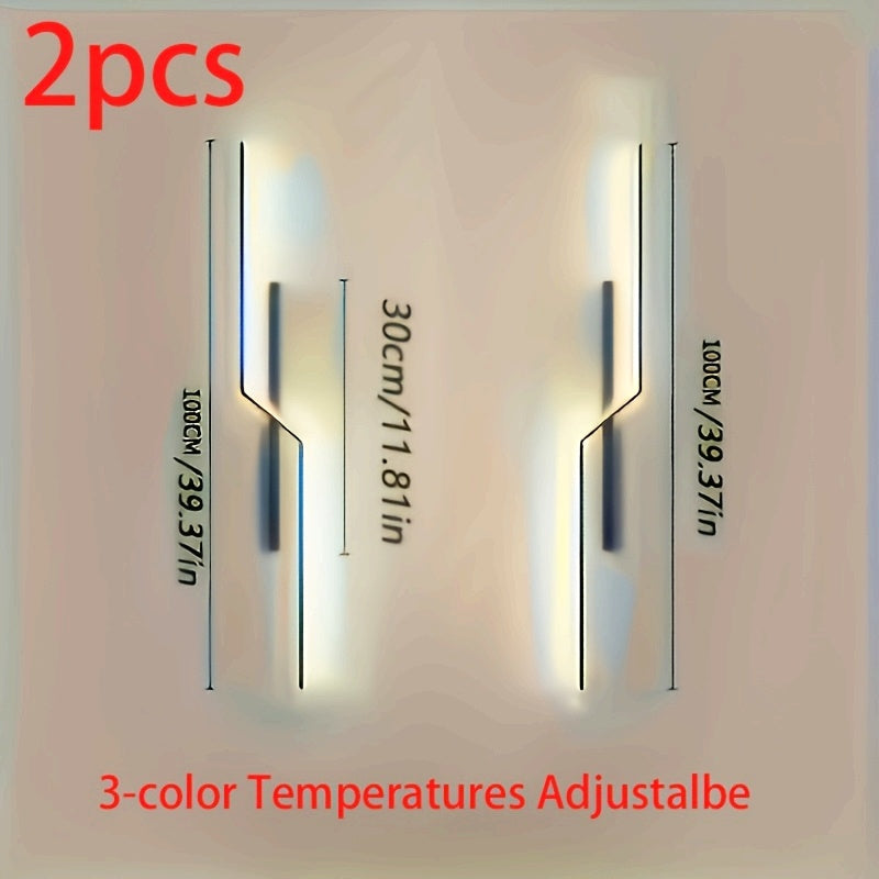 2 piezas, Lámpara de Pared para Dormitorio, Luces Lineales de Tira, Apliques de Pared LED Modernos Estilo Nórdico Minimalista para Pasillo, Sala de Estar, Escalera, Isla de Cocina, Luzes de Fondo para TV, Temporizadores de Color Regulables, Decoración de