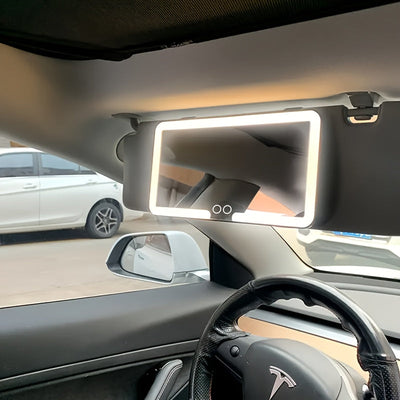 Espejo de maquillaje para coche con luz LED, con botón táctil, 3 modos de iluminación, con luz de relleno, adecuado para coches, camiones, SUVs, maquillaje de toque en cualquier momento, en cualquier lugar, mantenerse hermoso.