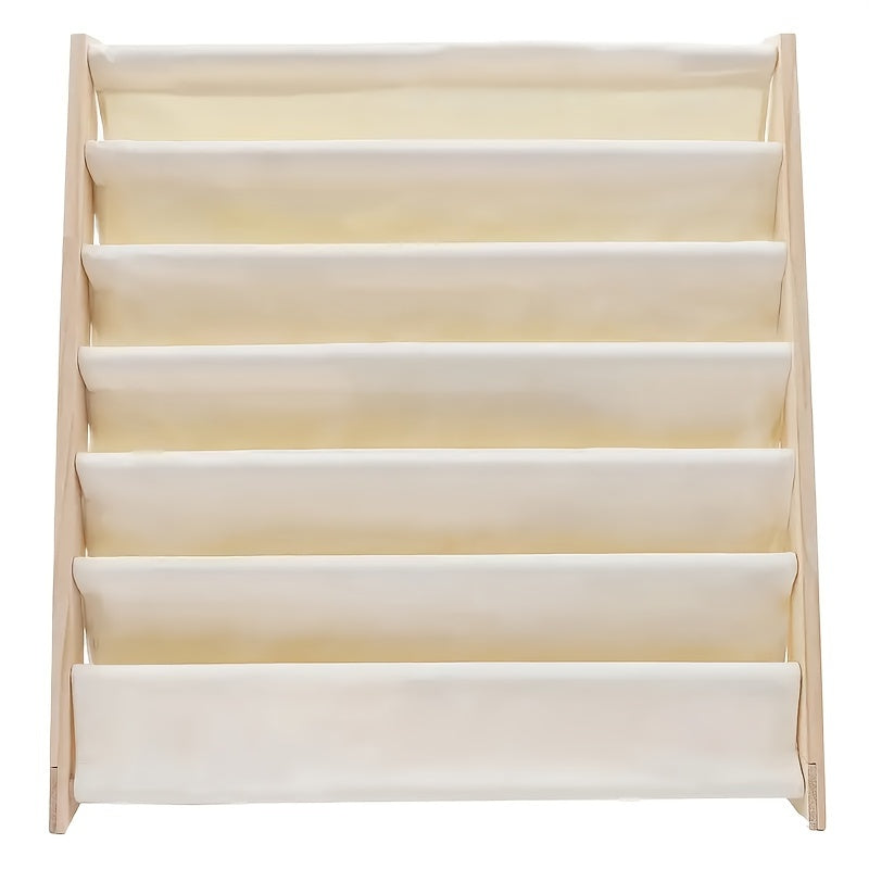 1pc Estantería Clásica de Madera Multinivel con Almacenamiento de Tela - Organizador Versátil para Libros, Revistas, Archivos | Ideal para Estudio, Dormitorio, Decoración de Oficina | No Necesita Energía