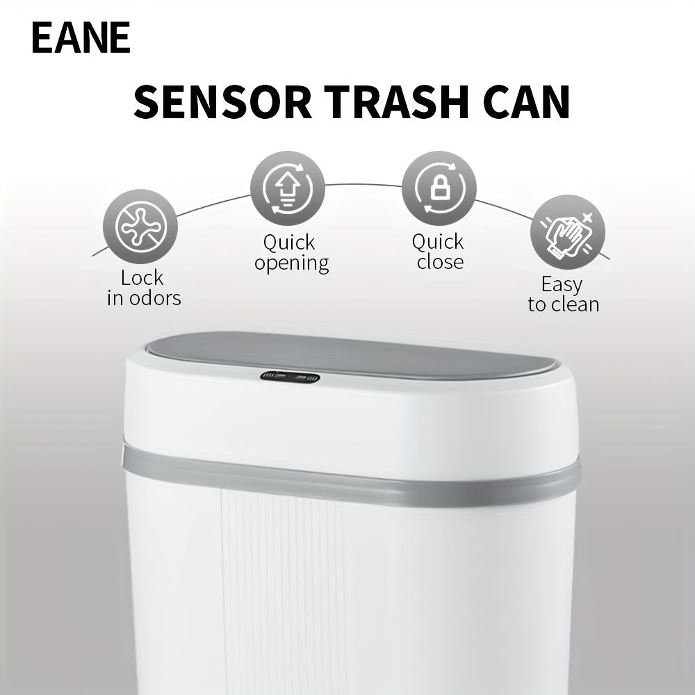 EANE, Papelera Inteligente de Alta Velocidad de Respuesta, con Acción de Apertura y Cierre, Alimentada por Batería, Sin Contacto, Resistente a Olores, Diseño Moderno para Hogar, Cocina y Baño, Accesorio de Cocina Moderno | Papelera Elegante | Operación S