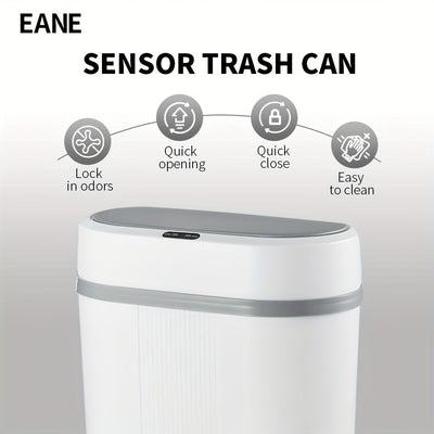 EANE, Papelera Inteligente de Alta Velocidad de Respuesta, con Acción de Apertura y Cierre, Alimentada por Batería, Sin Contacto, Resistente a Olores, Diseño Moderno para Hogar, Cocina y Baño, Accesorio de Cocina Moderno | Papelera Elegante | Operación S
